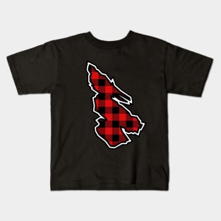 Salt Spring Island Silhouette in Black and Red Plaid - Simple Pattern - Salt Spring Island Kids T-Shirt